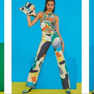 ABSTRACT ART PRINT HIGH WAIST BOYFRIEND FIT JEANS - Jaded London